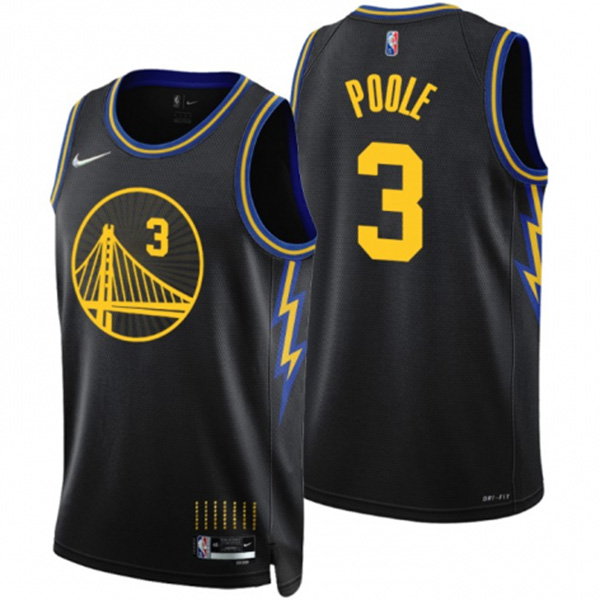 Golden State Warriors 3 Jordan Poole maillot 75e uniforme de basket-ball swingman ville kit édition limitée chemise noire 2022
