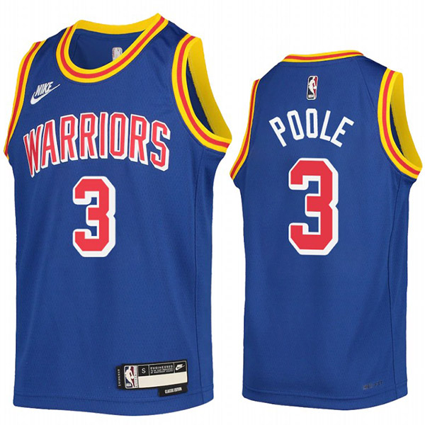 Golden State Warriors 3 Jordan Poole maillot le kit de basket-ball de la ville uniforme swingman édition limitée chemise bleue 2022