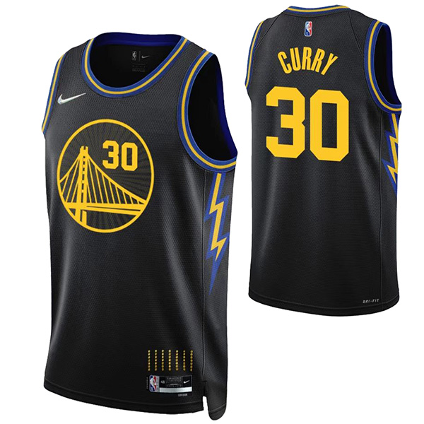 Golden State Warriors 30 Stephen Curry maillot 75e ville uniforme de basket-ball swingman kit noir édition limitée chemise 2022