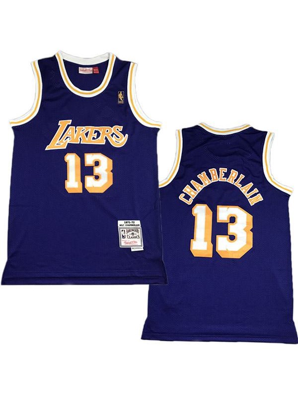 Los angeles lakers 13 Wilt Chamberlain retro jersey men's basketball shirt Nba swingman vest blue 1971-1972