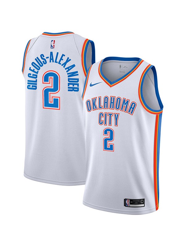 Oklahoma city thunder association edition swingman jersey white shai gilgeous-aexander 2# uniform basketball kit 2022-2023