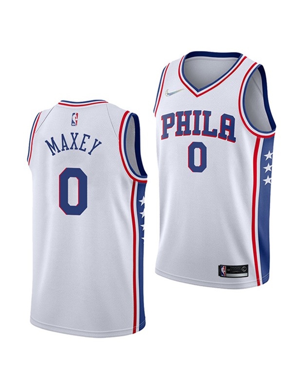 Philadelphia 76ers 0 Tyrese Maxey maillot 75e ville uniforme de basket-ball swingman édition limitée kit chemise blanche 2022