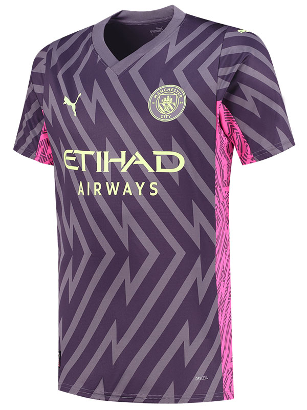Manchester city maillot de gardien de but à domicile uniforme de football kit de football violet pour hommes hauts chemise de sport 2023-2024
