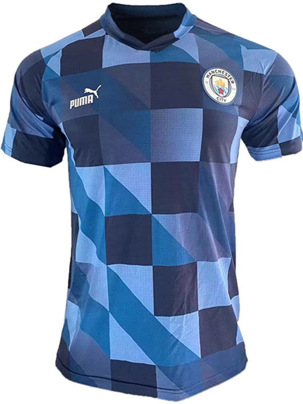 Manchester city maillot d'entraînement d'avant-match de uniforme de football maillot de sport bleu pour hommes kit de football haut chemise de sport 2023-2024