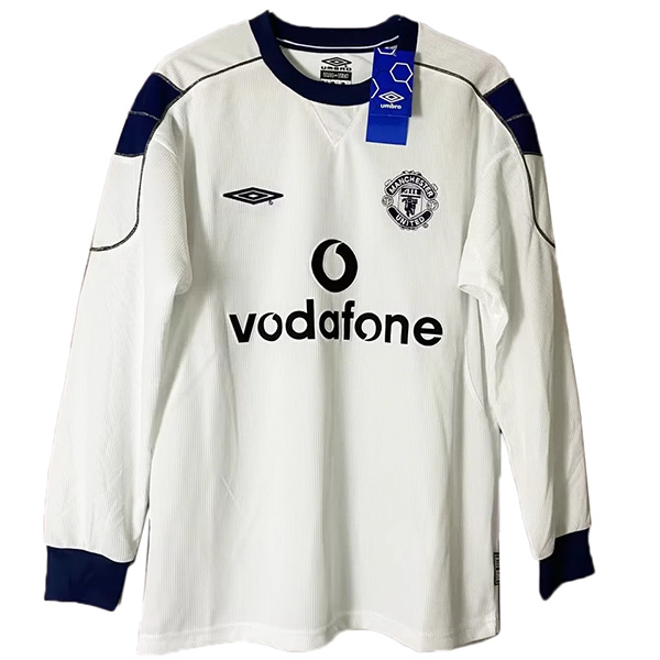 Manchester united chemise à manches longues maillot rétro deuxième uniforme de football pour hommes en tête du kit de sport maillot de football 1999-2000