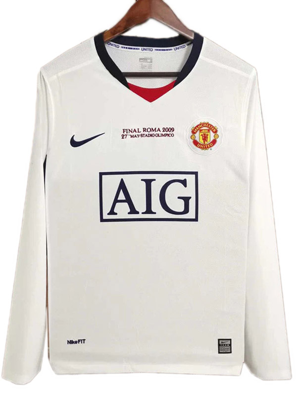 Manchester united maillot vintage à manches longues football match hommes deuxième sportswear maillot de football 2008 - 2009 