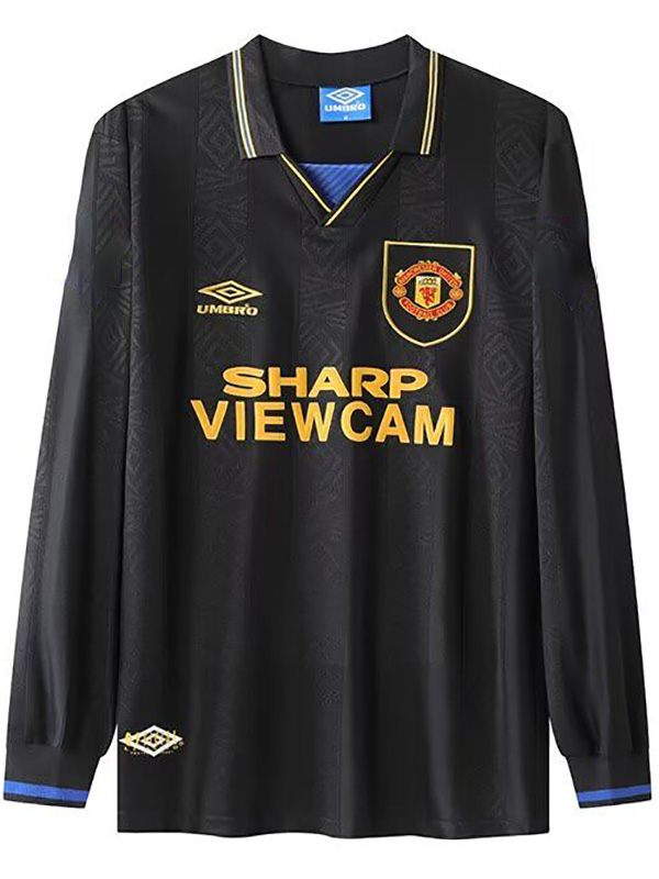Manchester United à manches longues maillot rétro uniforme de football deuxième kit de football pour hommes haut de sport chemise 1993-1994