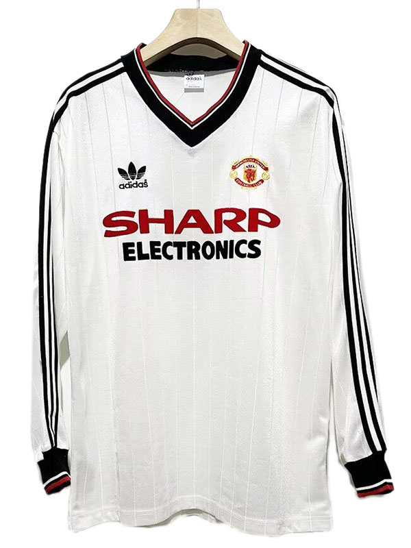 Manchester united maillot rétro à manches longues uniforme de football deuxième kit de football pour hommes haut de sport 1983-1984 ​