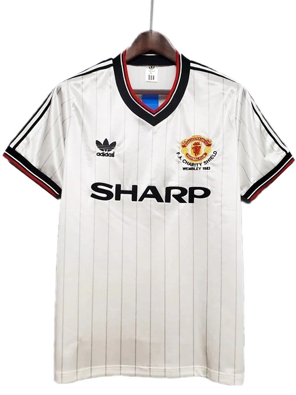 Manchester United maillot rétro bouclier de charité uniforme de football de Wembley deuxième kit de football de sport pour hommes chemise haute 1983-1984