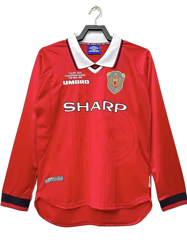 Manchester United maillot manches longues domicile uniforme de football rétro premier kit de football pour hommes chemise de sport 1999-2000