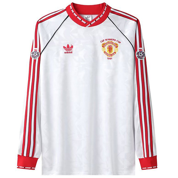 Manchester United rétro coupe des vainqueurs européens maillot de football à manches longues uniforme vintage kit de football pour hommes hauts de sport chemise 1991