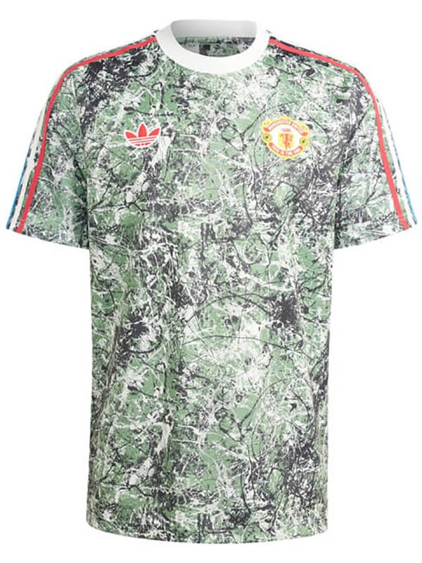 Manchester united maillot d'entraînement uniforme de football d'avant-match vêtements de sport pour hommes hauts de football vert chemise de sport 2024-2025