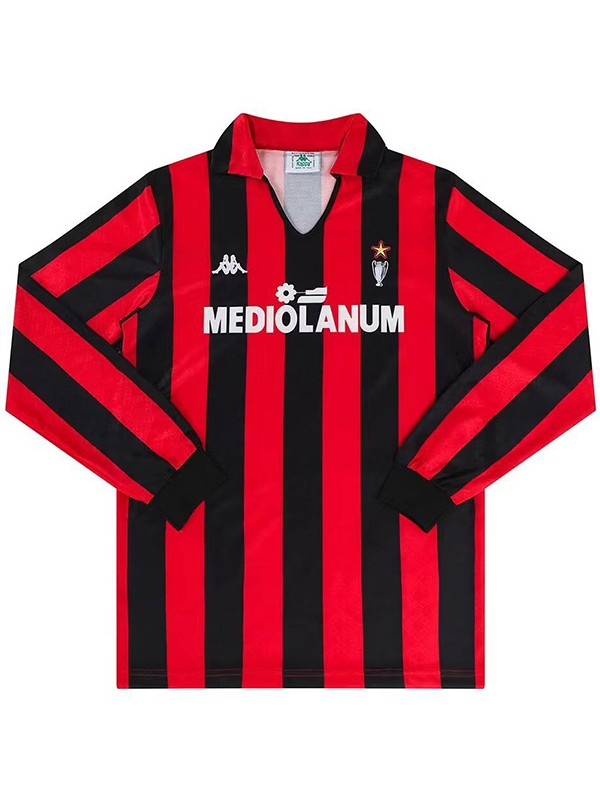 AC milan maillot manches longues rétro domicile uniforme de football premier maillot de football de sport pour hommes 1989-1990