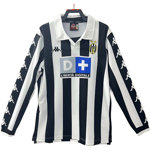 Juventus domicile manches longues rétro maillot de football vintage uniforme hommes premier sport football kit haut chemise 1998-1999