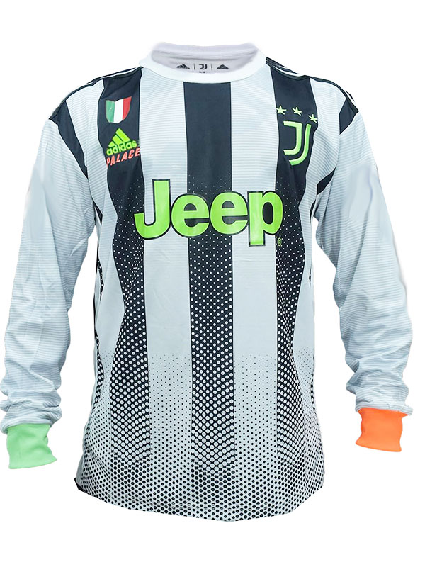 Juventus x Palace quatrième maillot à manches longues uniforme de football rétro pour hommes vintage 4ème kit de football de sport chemise haute 2019-2020