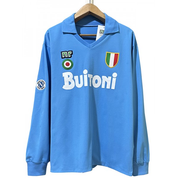 Napoli domicile maillot rétro à manches longues uniforme de football hommes bleu premier kit de football de sport maillot haut 1987-1988
