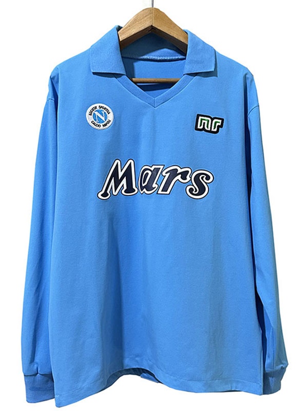 Napoli maillot rétro manches longues domicile uniforme de football premier maillot de football bleu Sportswear pour hommes 1988-1989