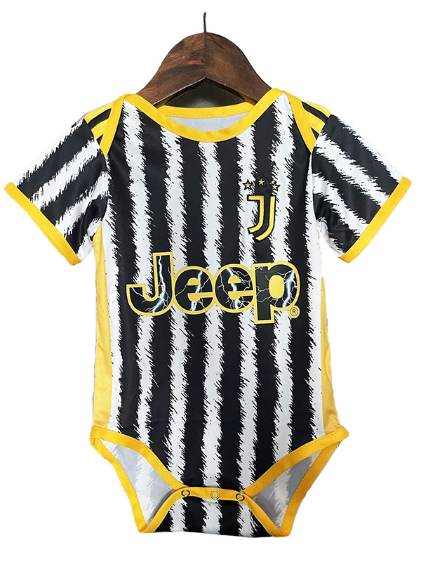 Juventus maillot domicile bébé cache-couche Mini body pour nouveau-né, vêtements d'été combinaison une pièce 2023 – 2024