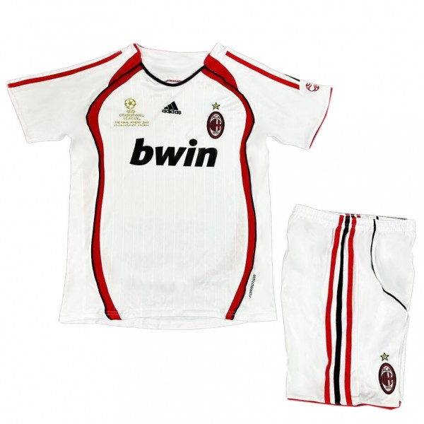 AC Milan extérieur enfants maillot rétro kit de football enfants vintage deuxième maillot de football mini uniformes de jeunesse 2006-2007