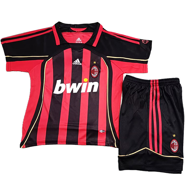 AC Milan enfants maillot rétro kit de football enfants premier mini-chemise de football uniformes de jeunesse 2006-2007