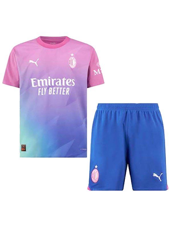 AC Milan troisième maillot de football pour enfants kit de football pour enfants 3ème mini-chemise de football uniformes pour jeunes 2023-2024