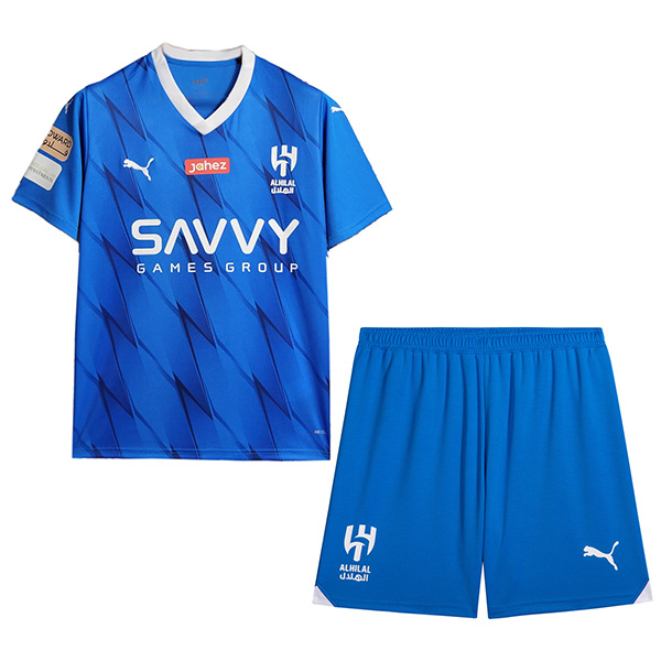 AL Hilal domicile maillot de football pour enfants kit de football pour enfants premier mini-chemise de football uniformes pour jeunes 2023-2024