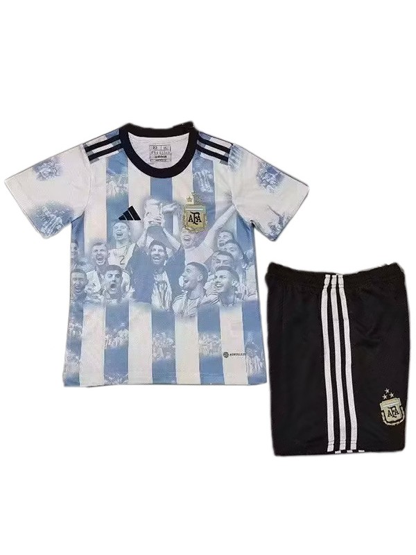 Argentina champion édition enfants maillot kit de football enfants maillot de football mini uniformes de jeunesse 2023-2024