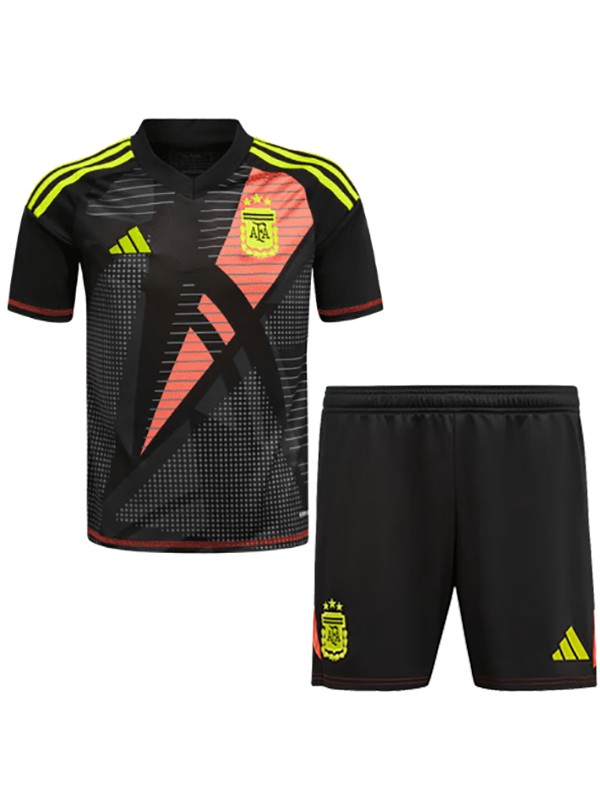Argentina maillot de gardien de but pour enfants kit de football noir mini-chemise de football uniformes pour jeunes coupe Euro 2024