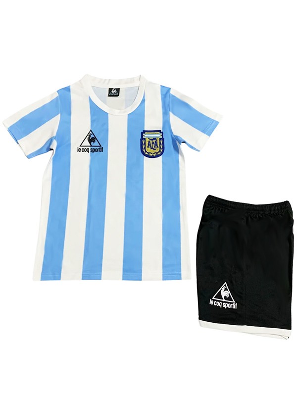Argentina maillot rétro enfant domicile Kit de football pour enfants vintage premier mini-chemise de football uniformes pour jeunes 1986