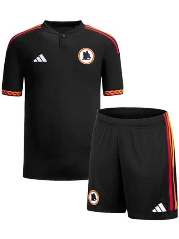 AS roma troisième maillot de football pour enfants kit de football pour enfants 3ème mini-chemise de football uniformes pour jeunes 2023-2024