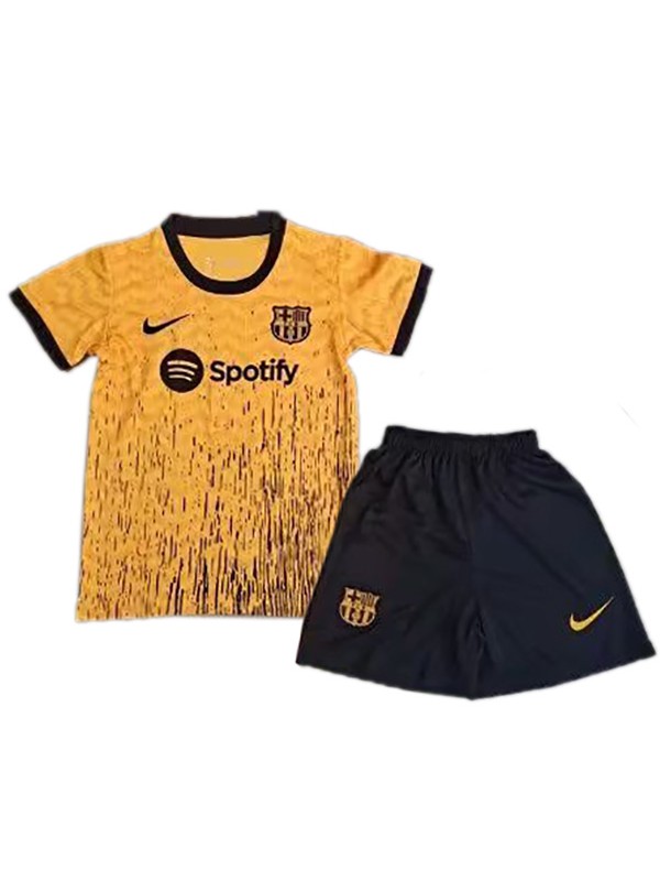Barcelona spécial enfants kit de football maillot enfants jaune football mini chemise jeunes uniformes 2023-2024