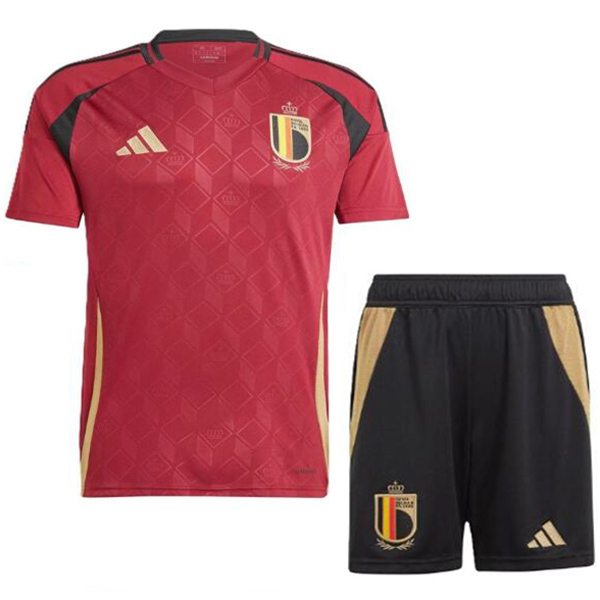Belgium domicile maillot de football pour enfants kit de football pour enfants premier mini-chemise de football uniformes pour jeunes 2024-2025