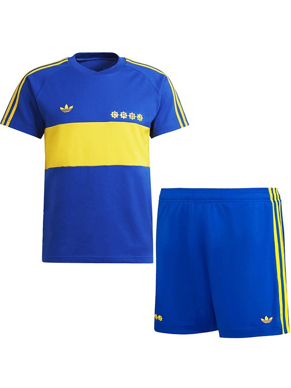 Boca juniors maison enfants maillot rétro kit de football vintage enfants premier football mini chemise uniformes de jeunesse 1980-1981