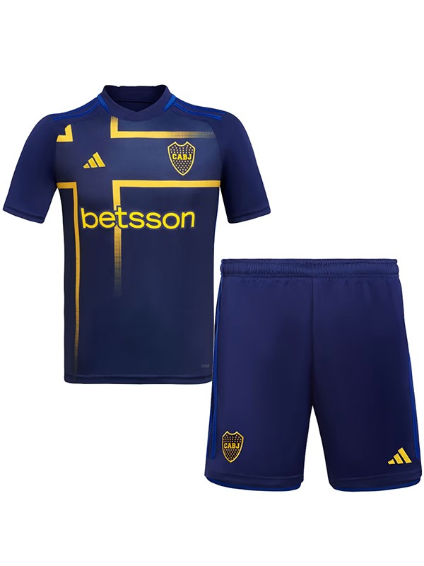 Boca juniors troisième maillot de football pour enfants kit de football pour enfants 3ème mini-chemise de football uniformes pour jeunes 2024-2025