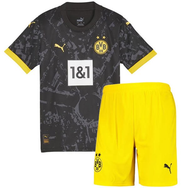 Borussia Dortmund extérieur maillot pour enfants kit de football enfants deuxième mini-chemise de football uniformes pour jeunes 2023-2024