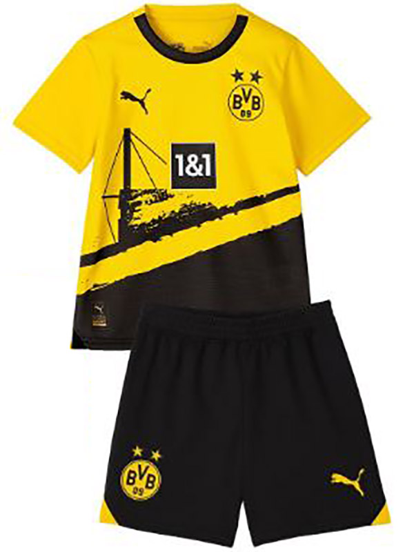Borussia Dortmund maison enfants kit de football maillot enfants premier football mini chemise jeunes uniformes 2023-2024