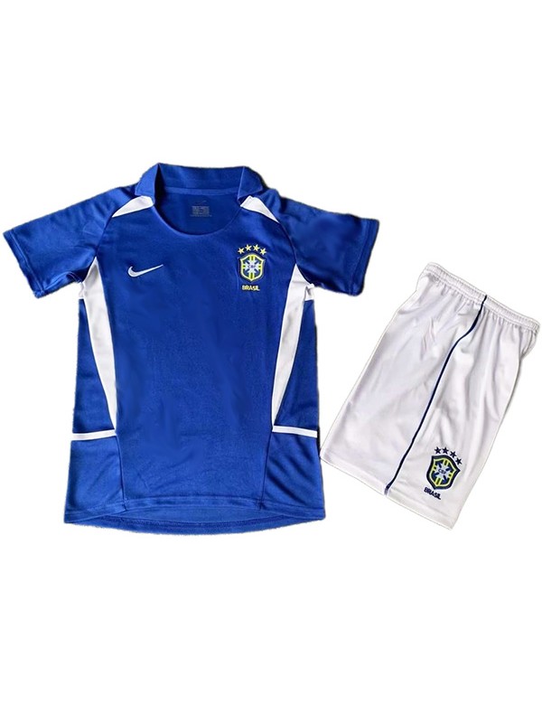 Brazil maillot de football rétro pour enfants kit de football vintage deuxième mini-chemise de football uniformes pour jeunes 2002