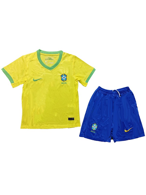 Brazil trousse pour enfants à la maison premier maillot de football jaune pour enfants uniformes des jeunes 2023-2024