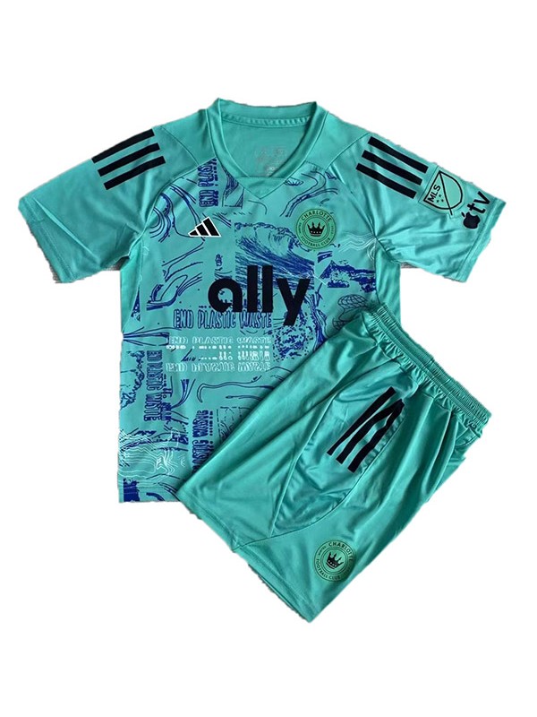 Charlotte spécial enfants maillot de football kit enfants bleu vert football mini chemise jeunes uniformes 2023-2024