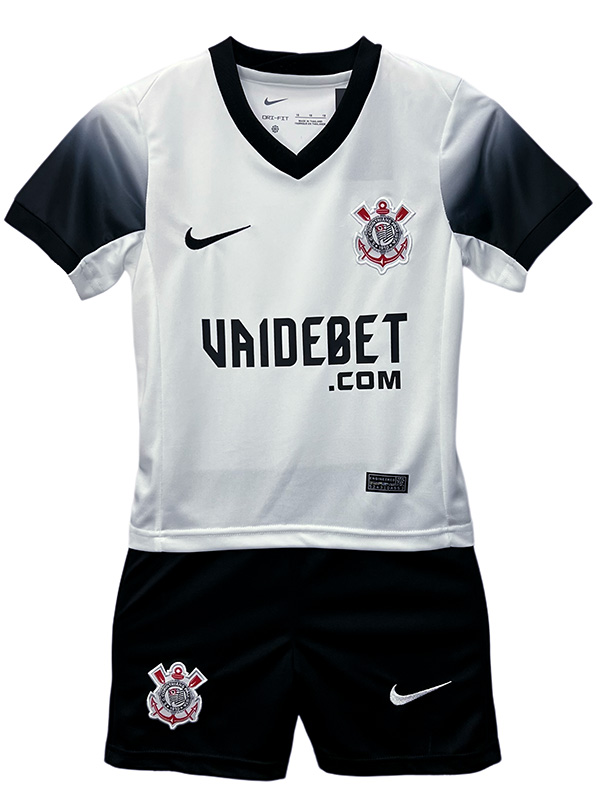 Corinthians domicile maillot de football pour enfants kit de football pour enfants premier mini-chemise de football uniformes pour jeunes 2024-2025