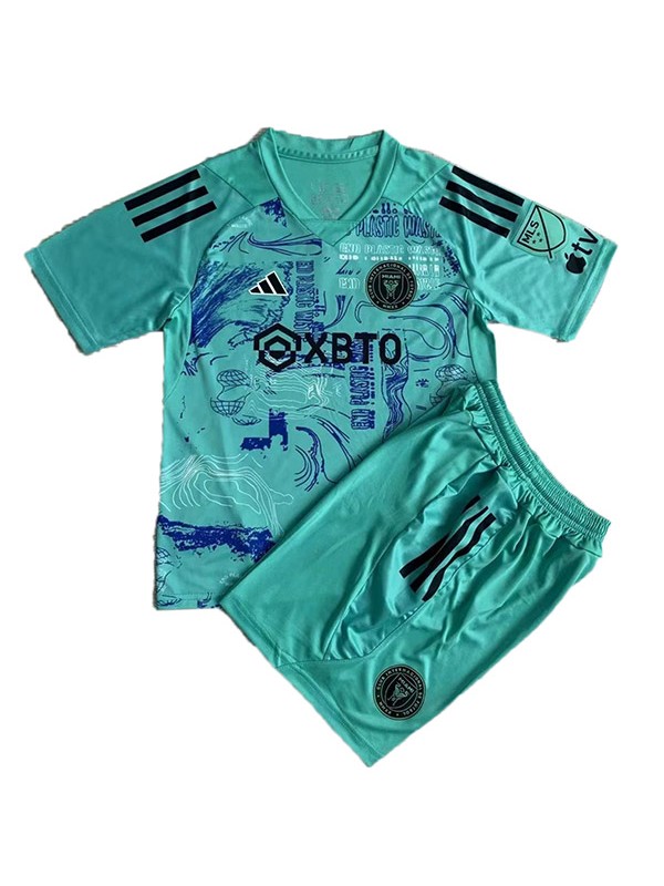 Inter Miami maillot spécial pour enfants kit de football enfants bleu vert football mini chemise uniformes de jeunesse 2023-2024