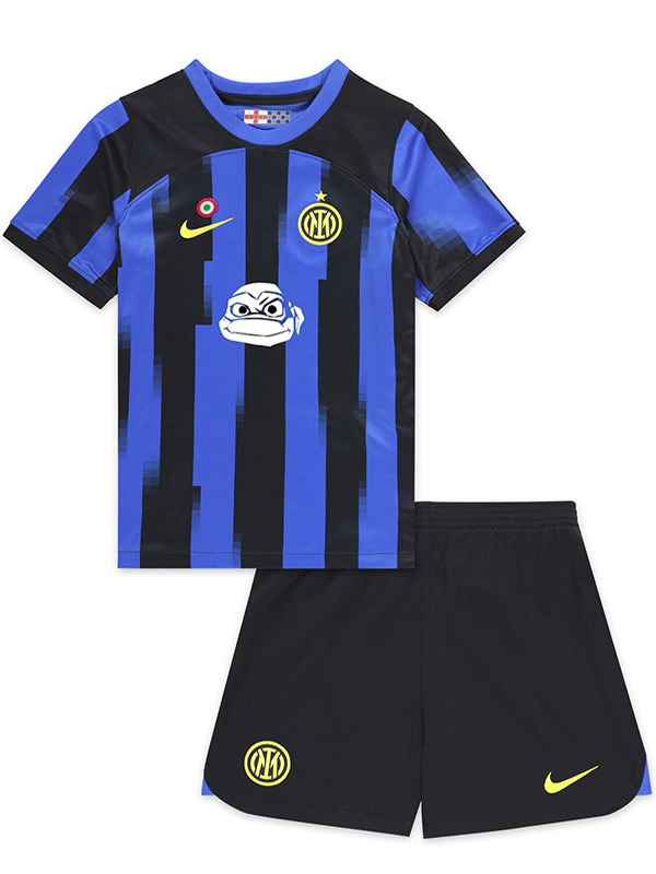 Inter Milan domicile Ninja Turtles maillot de football pour enfants kit de football pour enfants premier maillot de football mini uniformes pour jeunes 2024-2025