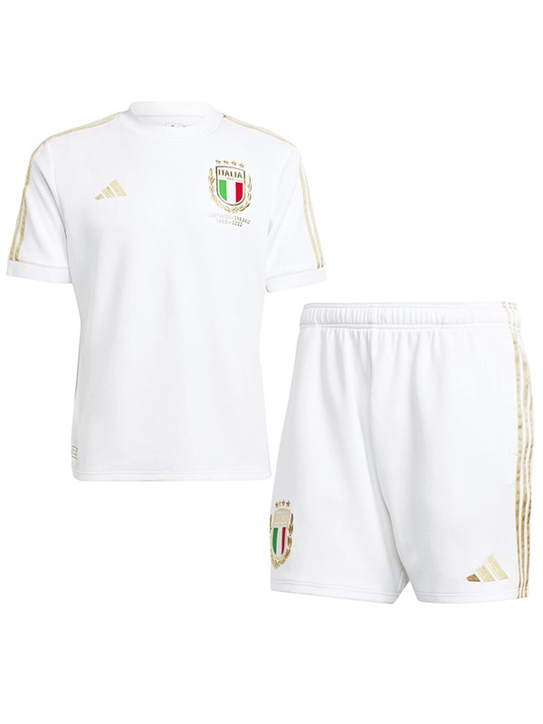 Italy 125e anniversaire enfants maillot de football kit enfants blanc football mini chemise jeunes uniformes 2023