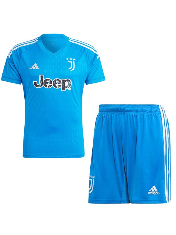 Juventus bleu gardien enfants maillot kit de football enfants football mini chemise jeunes uniformes 2023-2024