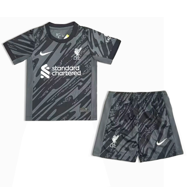 Liverpool maillot de gardien de but pour enfants kit de football noir mini-chemise de football pour enfants unis uniformes pour jeunes 2024-2025