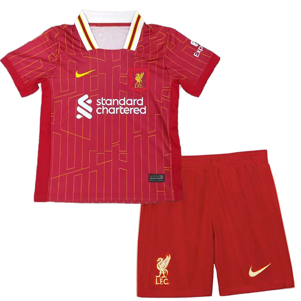 Liverpool domicile maillot de football pour enfants kit de football pour enfants premier mini-chemise de football uniformes pour jeunes 2024-2025