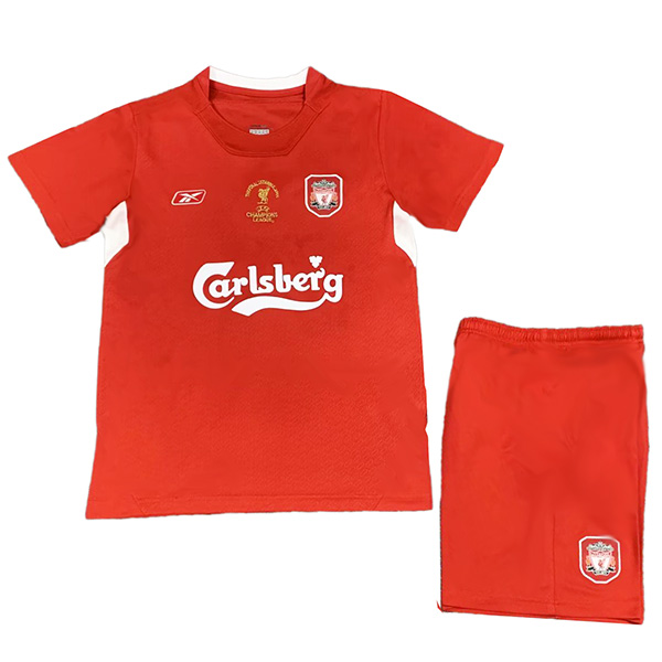 Liverpool maillot rétro enfant domicile Kit de football vintage pour enfants premier mini-chemise de football uniformes pour jeunes 2004-2005