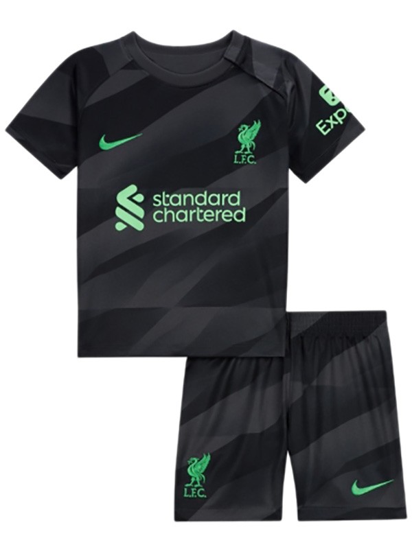 Liverpool maillot de gardien de but pour enfants kit de football enfants gris mini-chemise de football uniformes pour jeunes 2023-2024