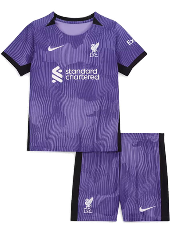 Liverpool troisième enfants kit enfants de football 3e mini chemise de football uniformes de jeunesse 2023-2024