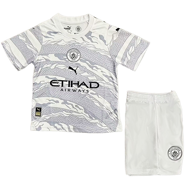 Manchester city maillot enfant Kit de football spécial pour enfants, mini-chemise de football blanche, uniformes pour jeunes 2024-2025